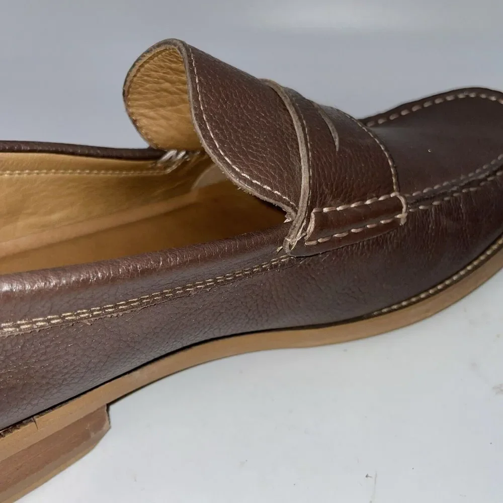 Donald Pliners Men's Brown Pebble Grain Penny loafers size 10‎